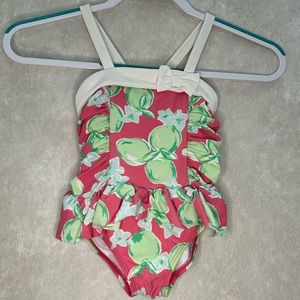 Janie and Jack - Pink Green Apples Swimsuit - Size 3